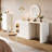 Ebern Designs Modern Makeup Vanity Desk with 3 Drawers & Cabinet, Corner Vanity with Shelf & Acrylic Door (Without Mirror)-1144521145