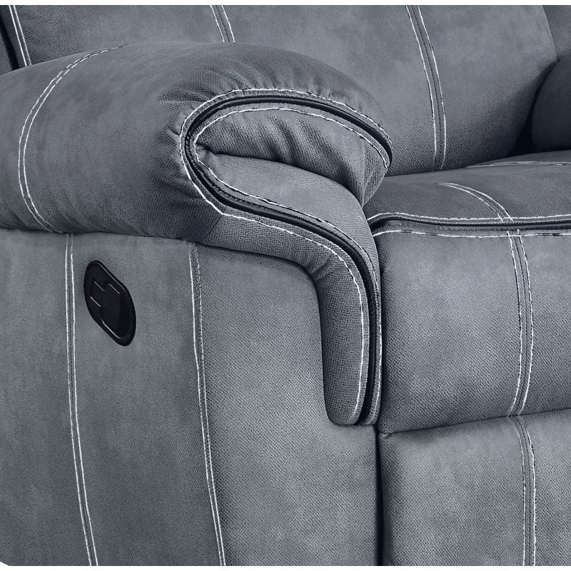 Two Tone Velvet Glider Recliner, Gray