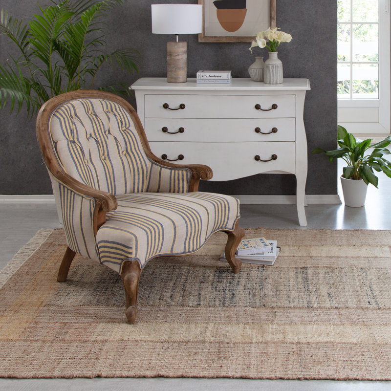 Misty Geometric Handmade Brown/Ivory Area Rug, Rectangle 5' x 8'