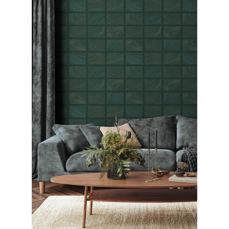 Bronson Ivory Topography Wallpaper, Green