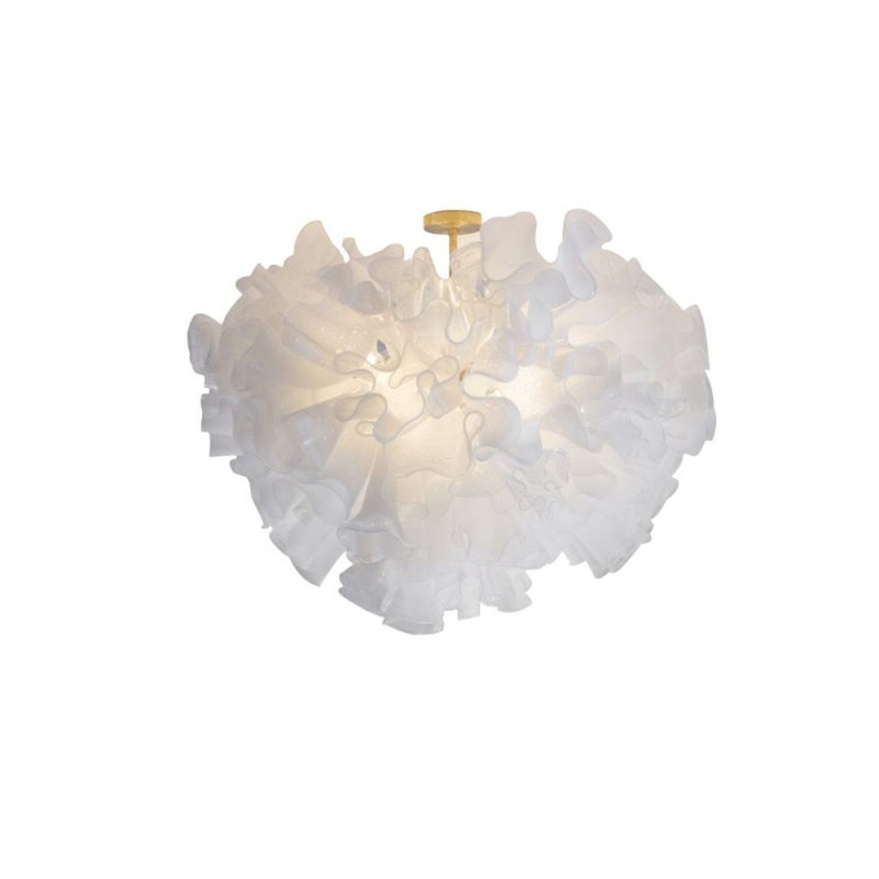 Lustre sculpture Murano Eve, H 16 po x l 22 po x P 22 po, Nickel satiné, Vert turquoise