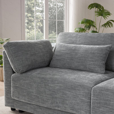 [VIDÉO + NOUVEAU] Canapé modulaire de 124 po avec console de rangement et repose-pieds mobile, siège de 33 po de large, canapé en chenille en L de 4 sièges, canapé confortable réversible avec chargeur USB pour le salon, appartement, 2 couleurs