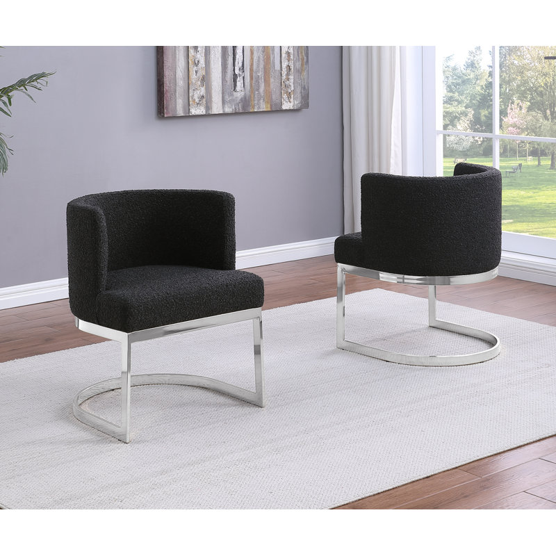 Chaise d'appoint simple avec base traîneau, Noir, Argent