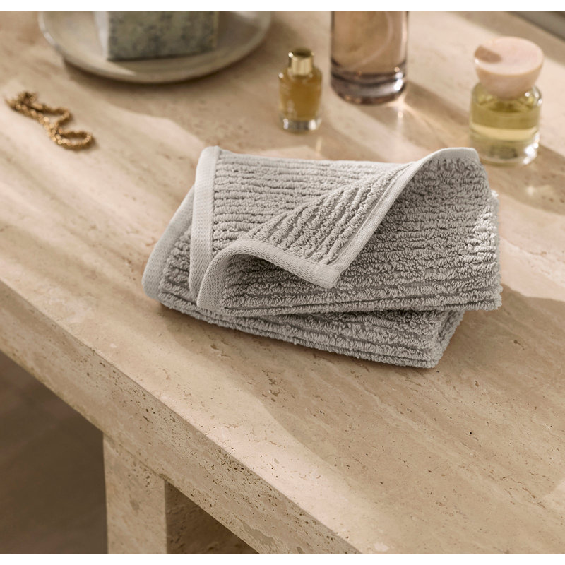 Turkish Ribbed Washcloth Set, Pewter