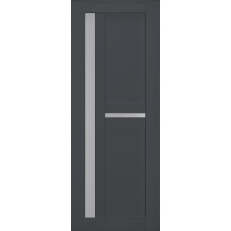 Veregio Frosted Glass Paneled Wood Solid Manufactured Wood Standard Door Slab, 79.5" x 17", Antracite