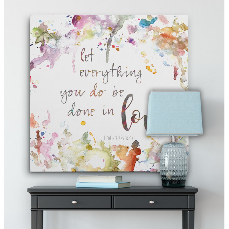 «Done in Love», art textuel, Toile tendue, H 16 po x l 16 po x P 1,5 po