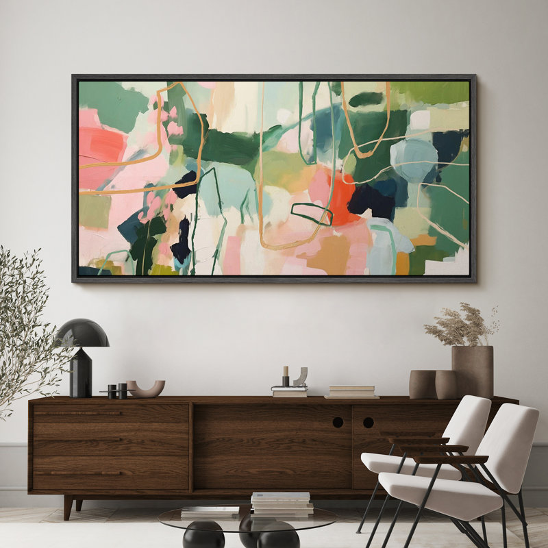 «Mid Century Shape Colorful Abstraction Vibrant», reproduction d'art sur toile, H 30 po x l 60 po, Noir, noir, noir, noir