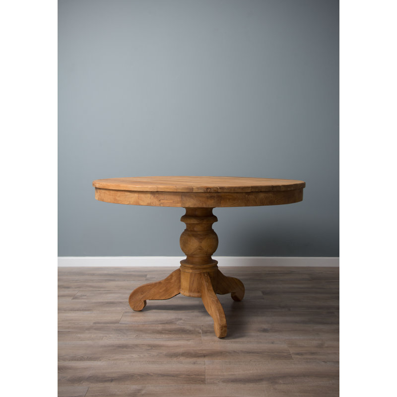 Zayn Teak Round Solid Wood Dining Table, H78 X L100 X W100