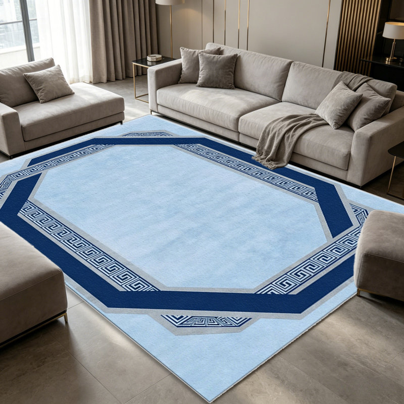 Blue Greek Key Border carpet-easy to clean, machine-washable, soft and comfortable; suitable for door mats, kitchens, living rooms, bedrooms, corridors, and laundry areas. Easy to clean, durable carpet for home decoration.