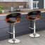 March Mid-century Modern Adjustable Height Swivel Bar Stool in Faux Leather, Chrome and Walnut Wood-18681422