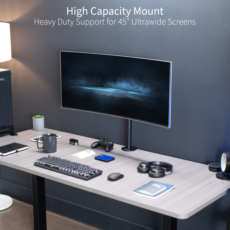 Black Adjustable Ultrawide Monitor Desk Mount with C-Clamp