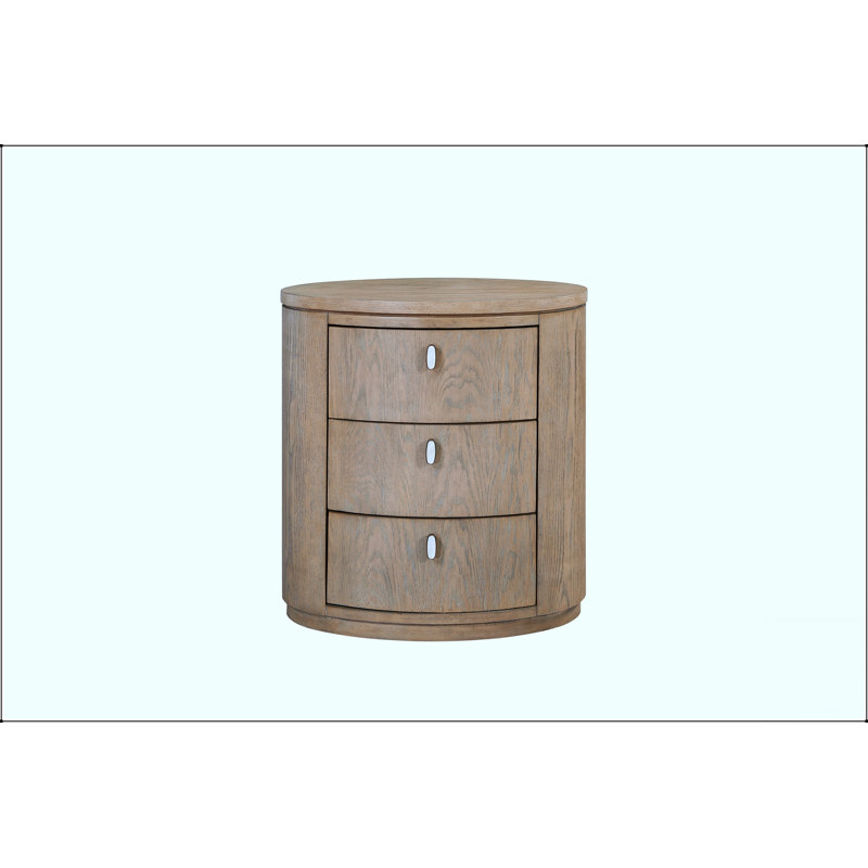 Table de chevet ovale avec tiroirs à fermeture en douceur et finition caramel élégante pour les chambres à coucher modernes