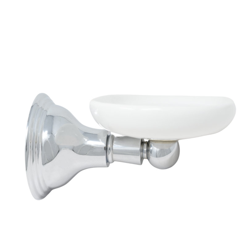 Porte-brosse à dents en porcelaine et verre Rio Grande Traditional, laiton massif par Strom Living, Chrome