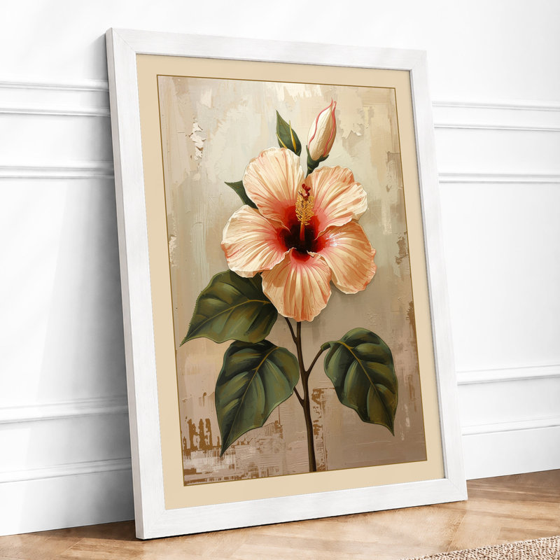 Hibiscus Study Botanical - Framed Print, A1 - 84.1 x 59.4 cm, White