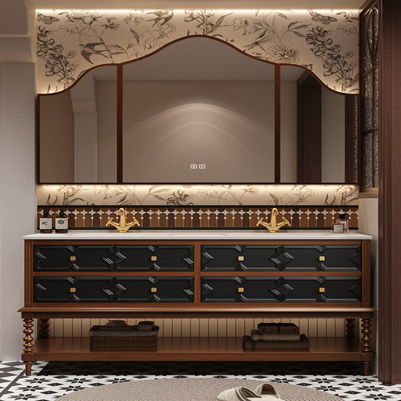 Armoire de salle de bain American Retro, H 32,28 po x l 62,99 po x P 21,65 po