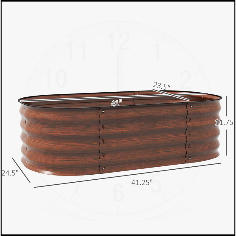 Ensemble de lit de jardin surélevé galvanisé, H 11,75 po x l 41,25 po x P 41,25 po, Brun