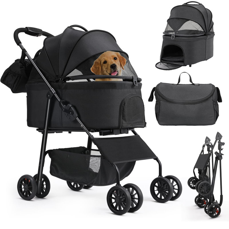Foldable Pet Stroller, Black