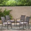 Chaise d'extérieur empilable en rotin PE avec structure en fer (ensemble de 4), gris