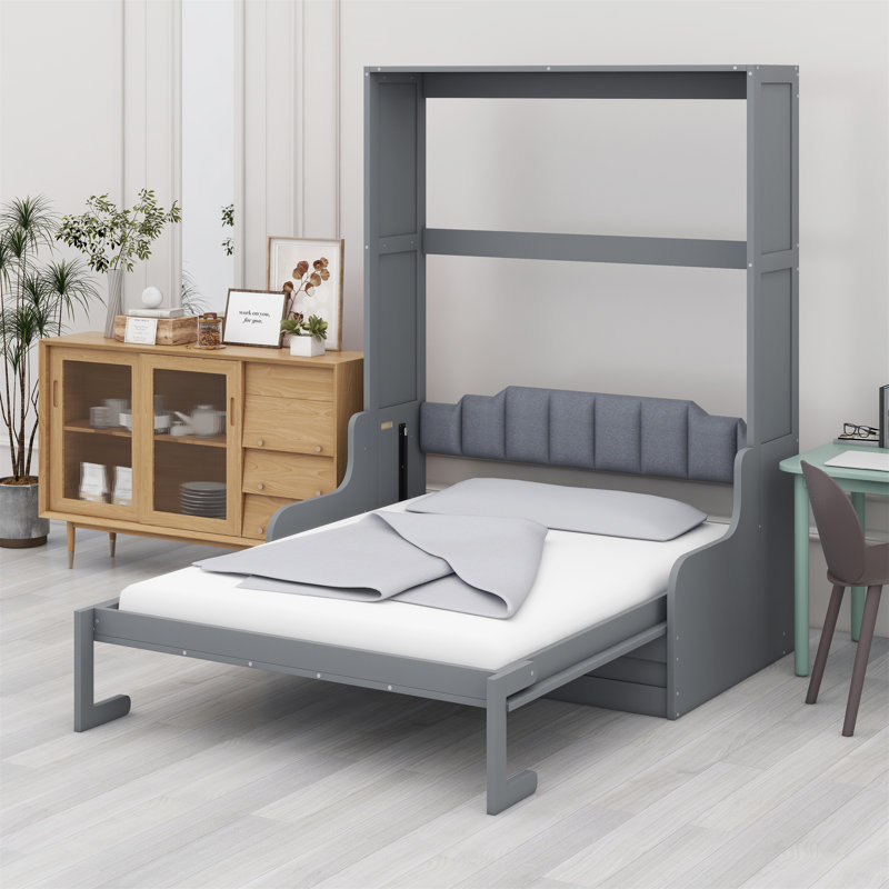 Lit escamotable mural Murphy avec coussin, Gris