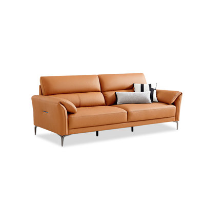 Orange Genuine Leather Modular Sofa cushion Loveseat