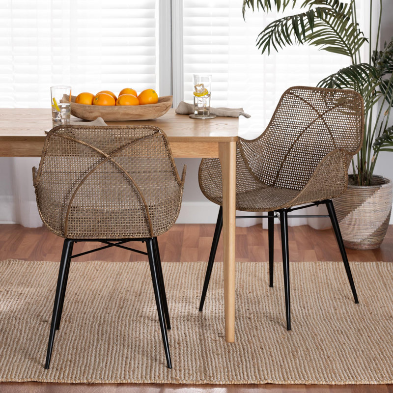 Kyiara Wing Back Rattan Arm Chair in Greywash