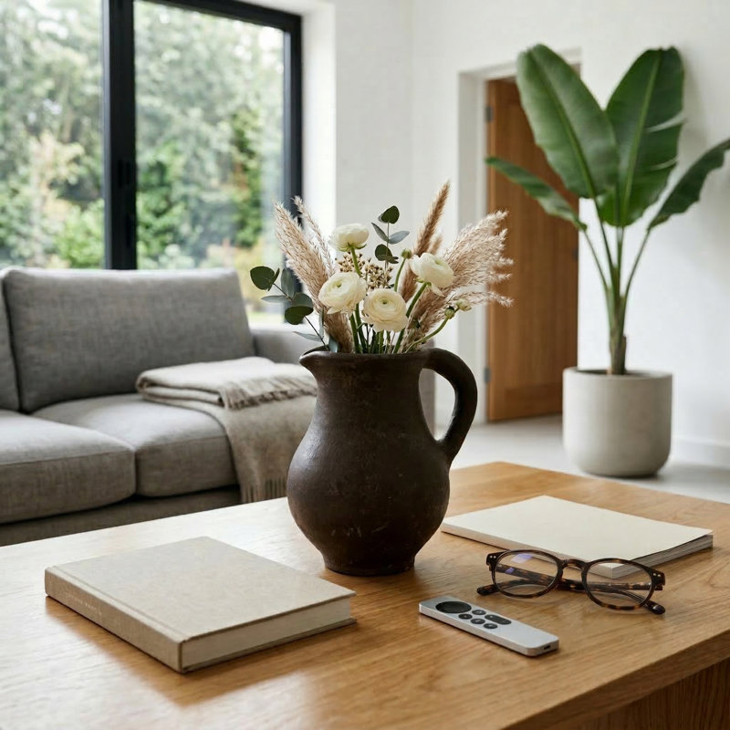 Vase à fleurs en terre cuite avec pot à poignée Handle