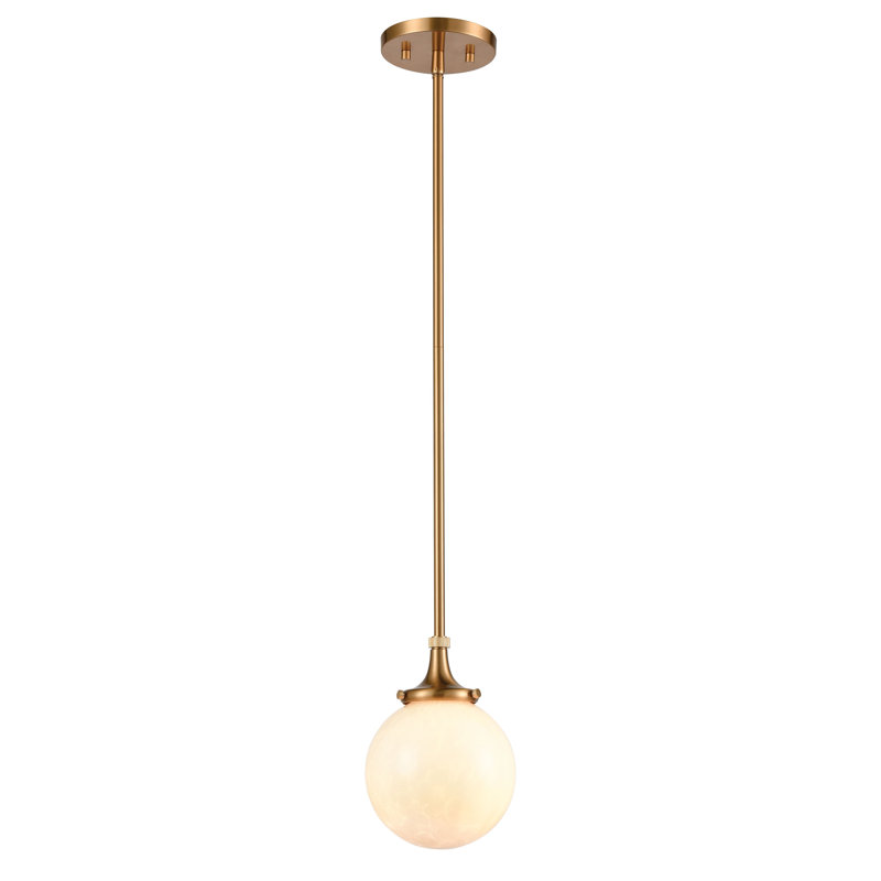 Mini-luminaire suspendu 1 lumière de 6 po de largeur Beverly Hills - laiton satiné