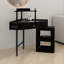 Bureau de coiffeuse triangulaire en verre avec tiroir, tablette et armoire de rangement latérale amovible