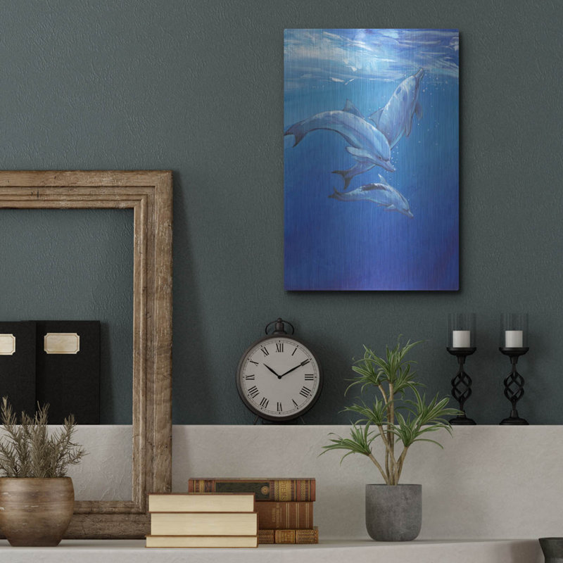 Luxe Metal Art 'Under Sea Dolphins' By Tim O'Toole " Luxe Metal Art 'Under Sea Dolphins' By Tim O'Toole, Metal Wall Art, 12"x16" " by Tim O'Toole