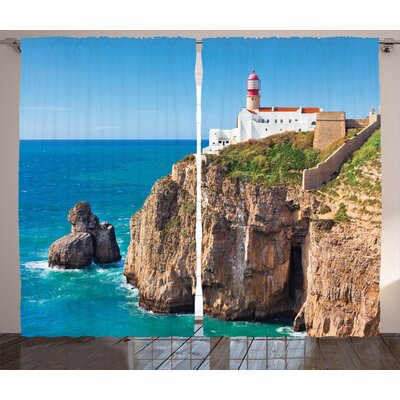 Lighthouse Semi-Sheer Rod Pocket Curtain Panels -  Ambesonne, p_16344_108x63