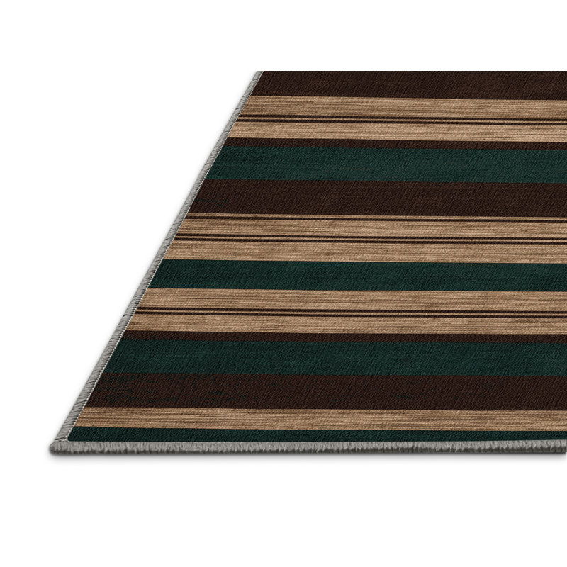 Tapis brun à rayures horizontales lavable à la machine, Tapis de couloir 2 pi x 5 pi