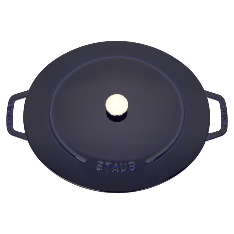 Staub Cast Iron 6.25-Qt Wide Oval Dutch Oven - White, Dark Blue