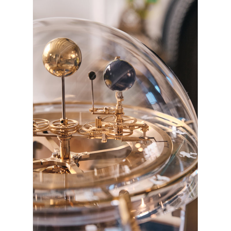 Analog Metal Mechanical Tabletop Clock, Brass