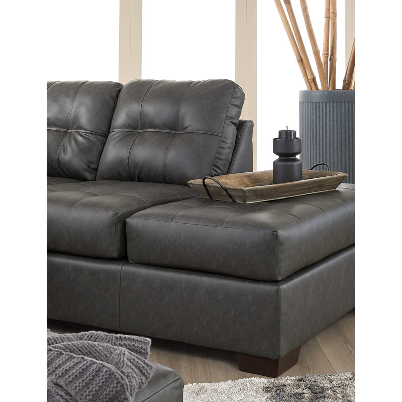 Canapé modulaire 2 pièces Hughes Furniture 16900 avec méridienne droite, gris anthracite, Similicuir Trotter gris anthracite