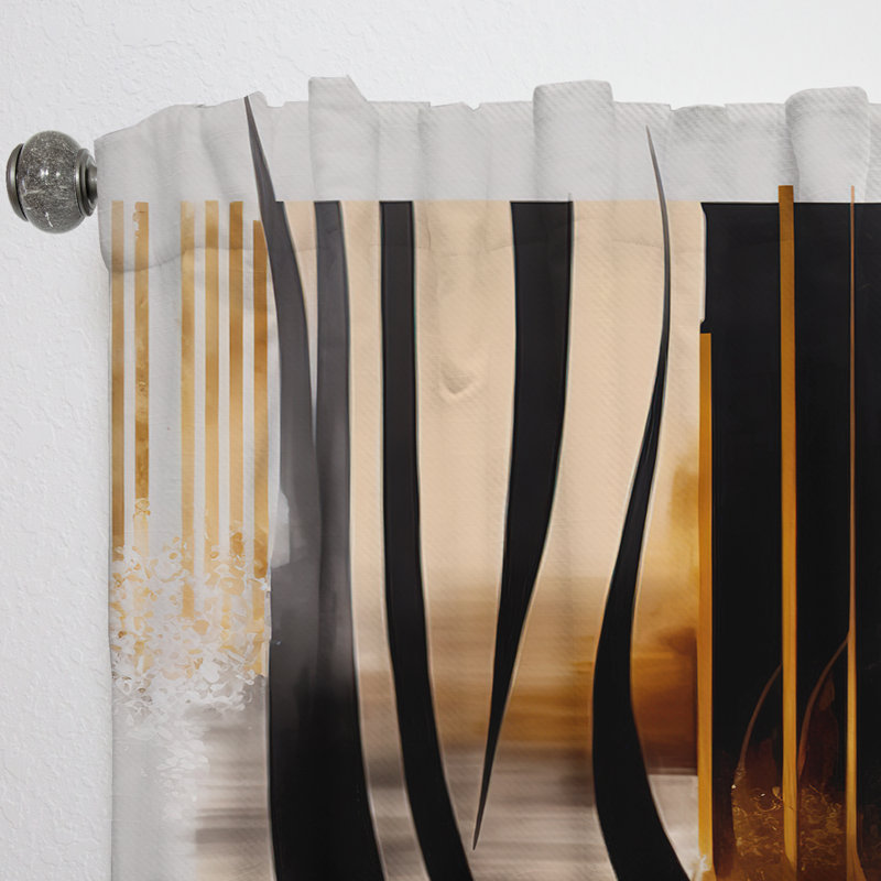 Rideau moderne Art Deco III doré - Velours obscurcissant - 1 panneau, L 52 po x L 90 po