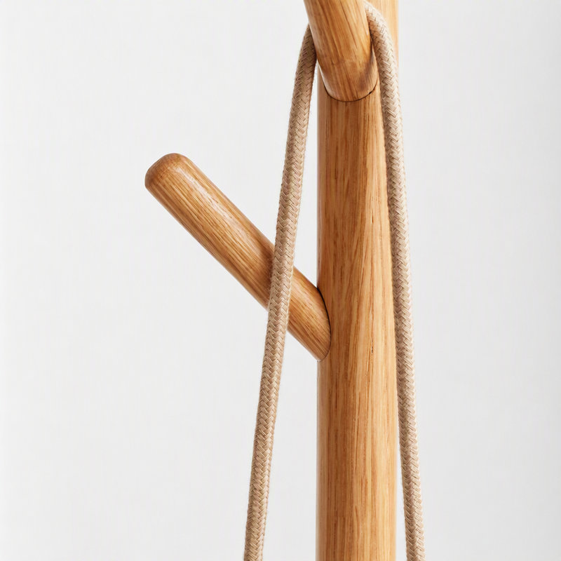 Tabouret en bois massif avec support en tissu, banc de rangement moderne Mid-Century