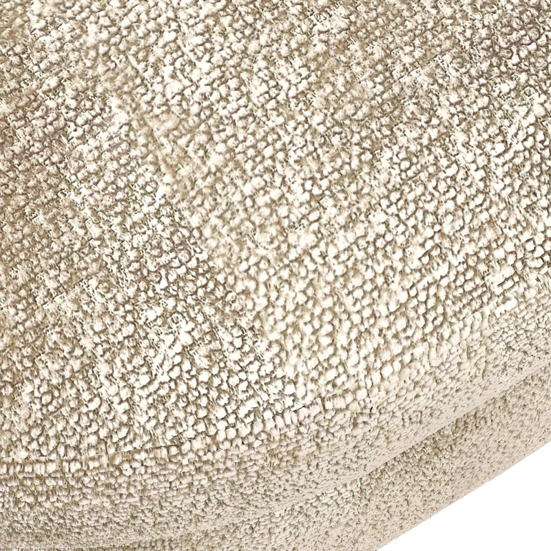 Banc ovale de 43,5 po x 16 po x 16 po, brun, pieds en bois d'hévéa, fabriqué à la main par des professionnels, fonctionne comme un repose-pieds ou une surface assise, tissu plissé, experts en rangement, fonctions, espace