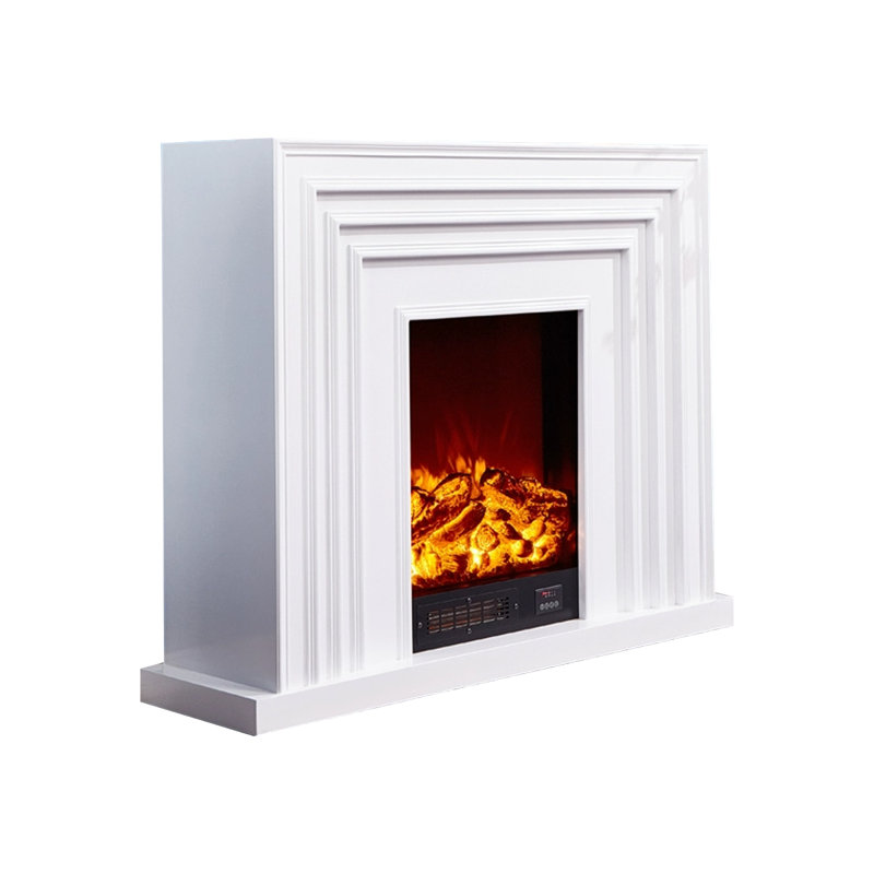 White Solid Wood Electric Fireplace, 43.31" H x 47.24" W x 12.6" D, White