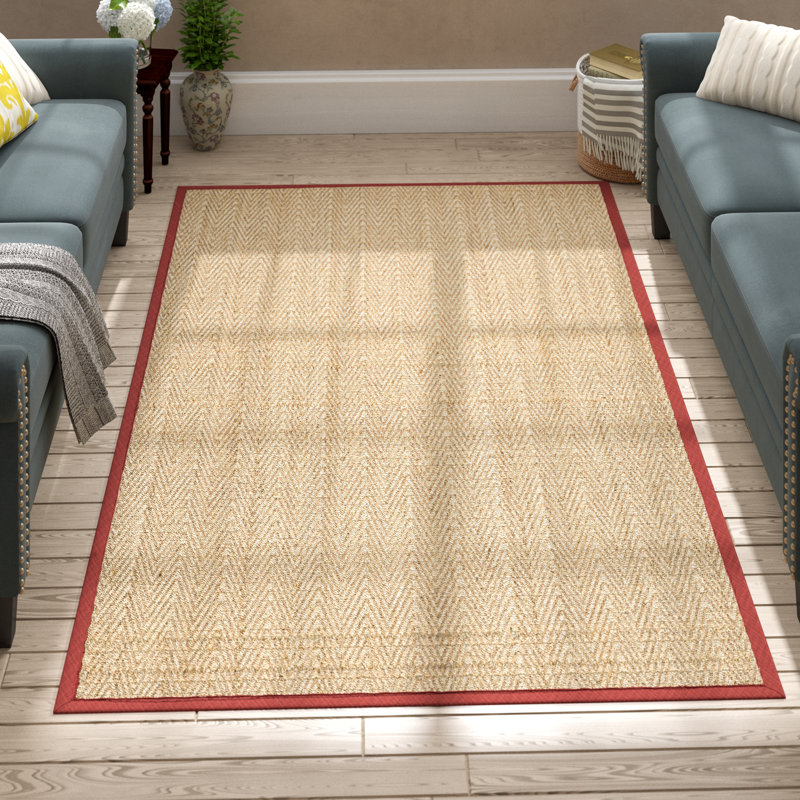 Tapis en lattes de bambou / brun / brun clair / rouge, Rectangle 9 pi x 12 pi