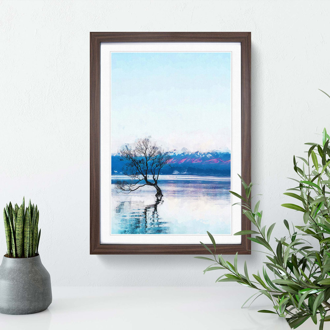 Tree in Lake Wanaka New Zealand - Framed Print
