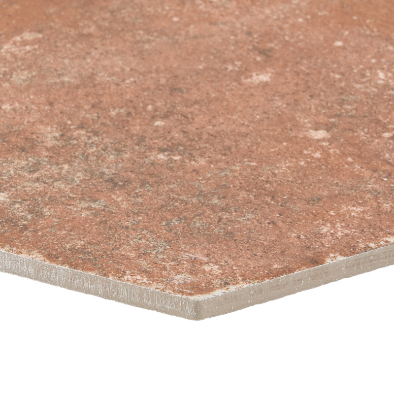 Bond Tile Vesuvius 8" Matte Hexagon Porcelain Floor and Wall Tile (9.84 sq. ft./case), Red