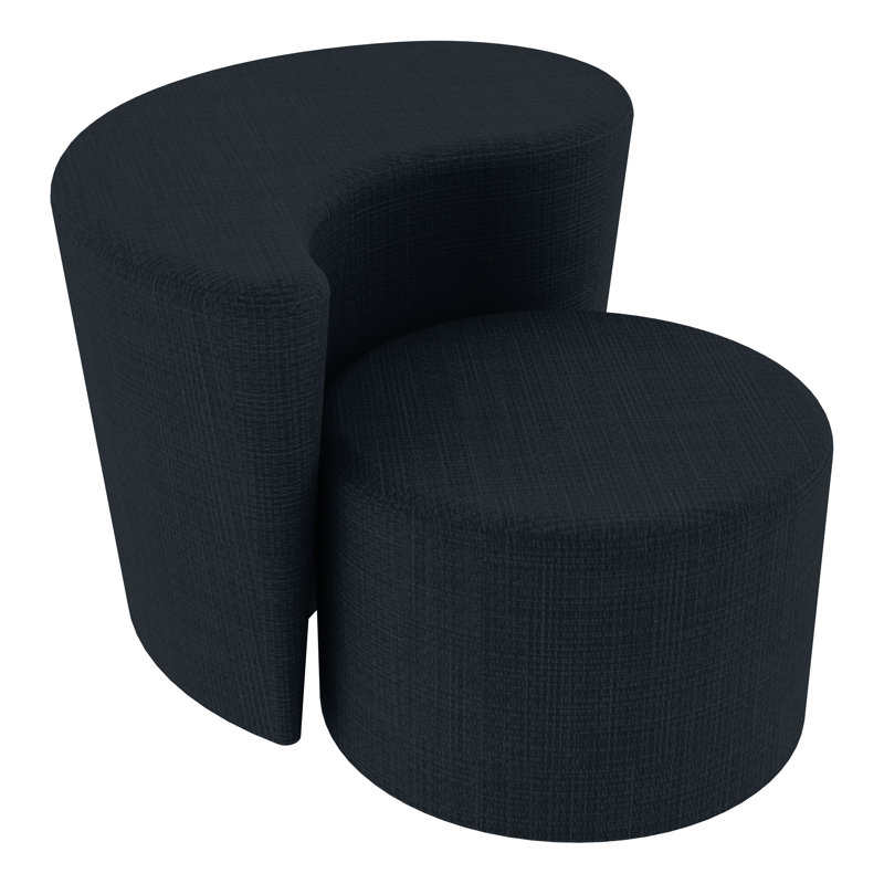 Tabouret cylindrique structuré en savoir plus, H 14 po x l 18 po x P 18 po, Bleu marine hachuré