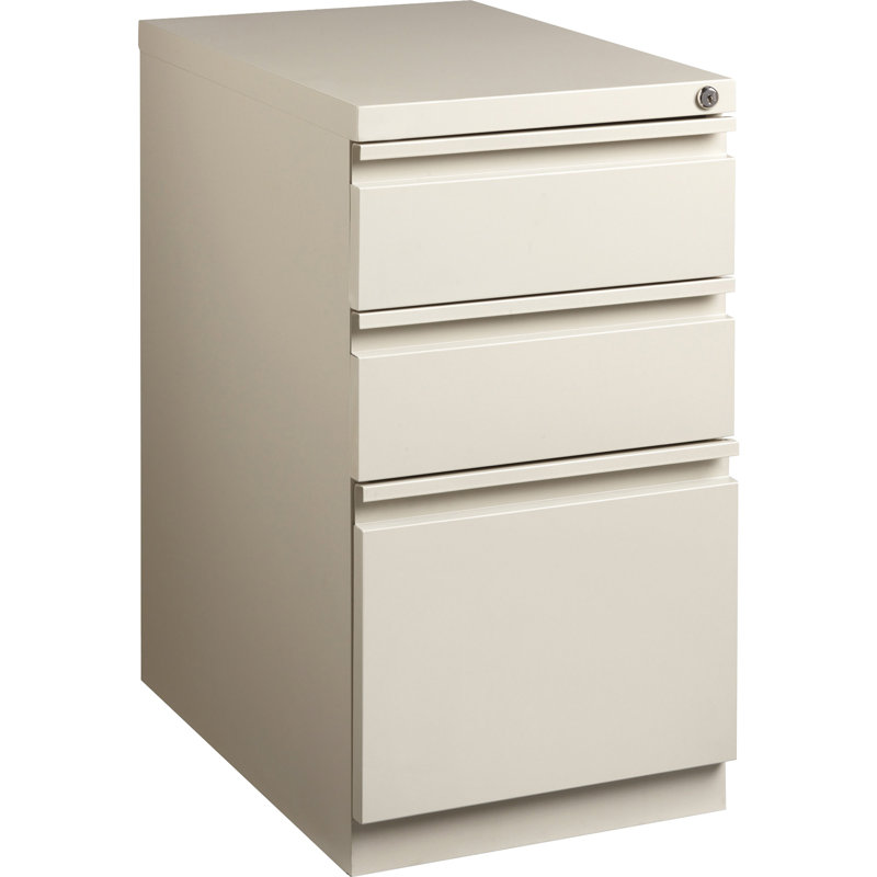 Putty Steel 3-Drawer Lockable Mobile Filing Cabinet