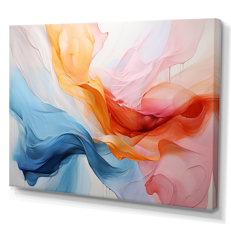 Rose et bleu apaisant tourbillonnant I - art mural abstrait, Toile tendue, H 30 po x l 40 po x P 1,5 po