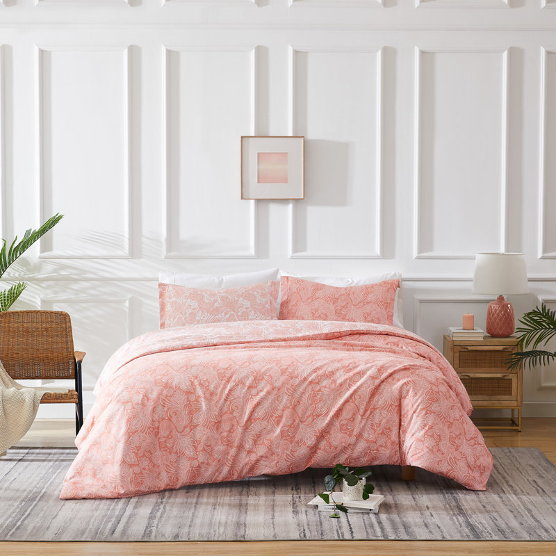 Coral Haze Microfiber Reversible California King Duvet Cover Set