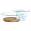 Table basse contemporaine à double couche Contemporary Artistic - marbre blanc et collage de grain de bois