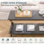Ensemble de 3 pièces pour salon, table basse industrielle à 2 niveaux avec structure en X et ensemble de 2 tables d'appoint en forme de C, tables de chevet pour canapé avec structure en métal-2027222281