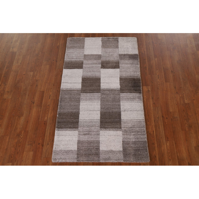 Checkered Gabbeh Wool Area Rug 3x5