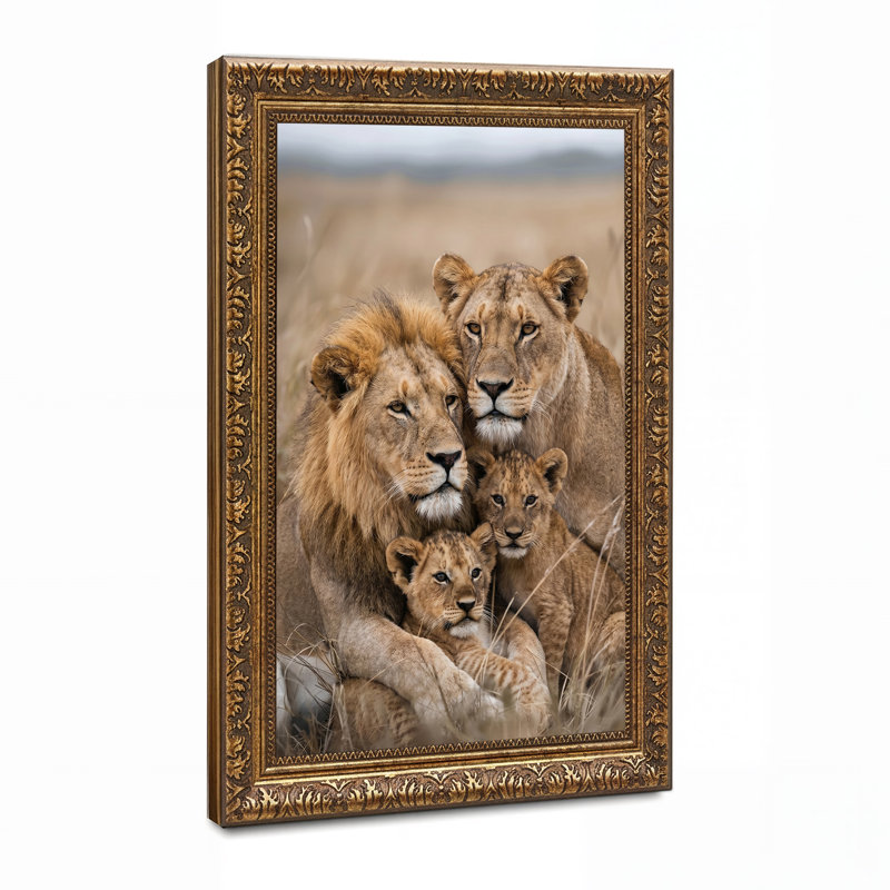 Art mural sur toile Golden Lion Family, 30"H x 20"W
