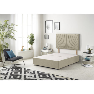 Pleasanton Linen Divan Bed Set with Sprung Memory Foam Mattress and Headboard